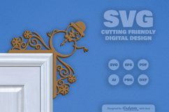 Winter Snowman Door Corner SVG Product Image 3