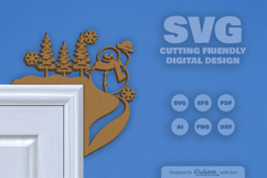 Winter Snowman Door Corner SVG Product Image 1