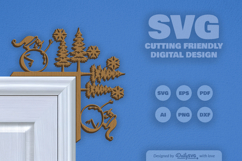 Winter Snowman Door Corner SVG Product Image 1