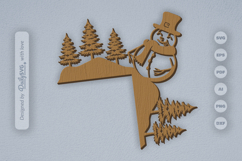 Winter Snowman Door Corner SVG Product Image 1