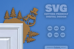 Winter Snowman Door Corner SVG Product Image 2