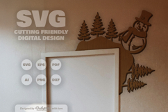 Winter Snowman Door Corner SVG Product Image 3