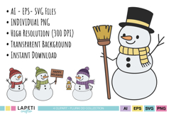 Cute Holiday Card Snowman Illustration