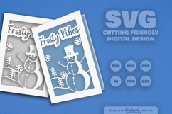 Winter Snowman Christmas Greeting Card SVG Product Image 2