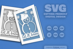Winter Snowman Christmas Greeting Card SVG Product Image 2