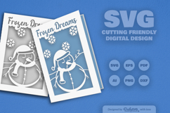 Winter Snowman Christmas Greeting Card SVG Product Image 2