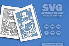 Winter Snowman Christmas Greeting Card SVG Product Image 2
