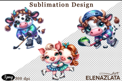 Winter sports clipart, American sports, animal clipart Product Image 1