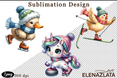 Winter sports clipart, American sports, animal clipart Product Image 1