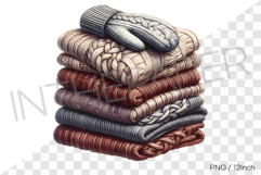 Cozy winter mittens on knitted fabric PNG winter fabric art Product Image 1