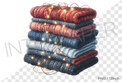 Twinkling fairy lights on winter fabric PNG winter fabric Product Image 1