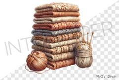 Warm wool yarn ball and knit fabric PNG winter fabric illust Product Image 1