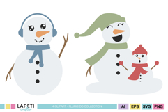 Winter snowman clipart set with cute seasonal characters for Cricut sticker making and creative crafts