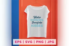 Winter Wishes Snowflakes Kisses Winter Sticker Design Product Image 1