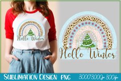 Hello Winter Sublimation PNG. Christmas Rainbow and Snow Product Image 1