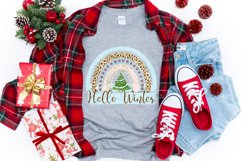 Hello Winter Sublimation PNG. Christmas Rainbow and Snow Product Image 4