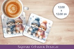 Cute dogs Coaster Design. Winter Coaster Sublimation Product Image 1