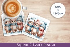 Cute Bears Coaster Design. Winter Bears Coaster Sublimation Product Image 1