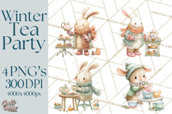 Winter Tea Party Animals PNG, Woodland Cozy Clipart Product Image 1