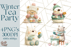 Winter Tea Party Animals PNG, Woodland Cozy Clipart Product Image 1