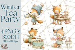 Winter Tea Party Animals PNG, Woodland Cozy Clipart Product Image 1