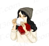 Winter Tea Sipping Ladies African American Girl Clipart PNG Product Image 4