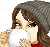 Winter Tea Sipping Ladies African American Girl Clipart PNG Product Image 5