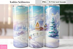 Christmas 20 oz Tumbler Sublimation|Watercolor Winter Product Image 1