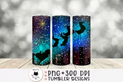 Christmas tumbler wrap with santa and reindeer sleds