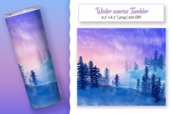 Winter Forest tumbler sublimation. Sunrise tumbler 20 oz PNG Product Image 1