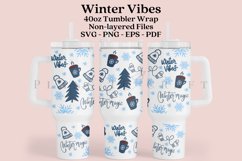 winter vibes 40oz quencher tumbler sublimation full wrap high resolution transparant background