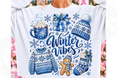 Winter Vibes Blue Cozy Winter Accessories & Hot Cocoa PNG Product Image 1