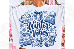 Winter Vibes PNG | Cozy Blue Winter Snowflake Sublimation Product Image 1