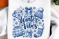 Winter Vibes PNG | Cozy Blue Winter Snowflake Sublimation Product Image 2