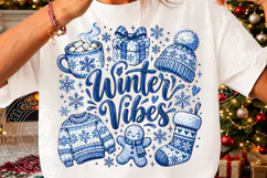 Winter Vibes PNG | Cozy Blue Winter Snowflake Sublimation Product Image 3
