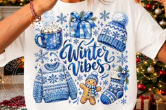 Winter Vibes Blue Cozy Winter Accessories & Hot Cocoa PNG Product Image 2