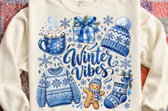 Winter Vibes Blue Cozy Winter Accessories & Hot Cocoa PNG Product Image 3