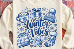 Winter Vibes PNG | Cozy Blue Winter Snowflake Sublimation Product Image 4