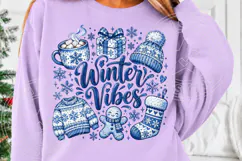 Winter Vibes PNG | Cozy Blue Winter Snowflake Sublimation Product Image 5