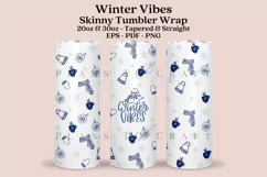 winter vibes skinny tumbler sublimation wrap with high resolution 300 DPI and transparant background perfect for 20oz and 30oz skinny tumbler