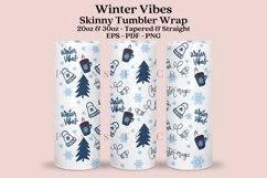 winter vibes skinny tumbler sublimation wrap with high resolution 300 DPI and transparant background perfect for 20oz and 30oz skinny tumbler