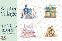 Winter Village Scene Builder Clipart PNG, Christmas Png Product Image 1