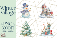 Winter Village Scene Builder Clipart PNG, Christmas Png Product Image 1