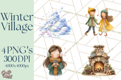 Winter Village Scene Builder Clipart PNG, Christmas Png Product Image 1