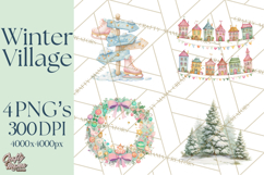 Winter Village Scene Builder Clipart PNG, Christmas Png Product Image 1