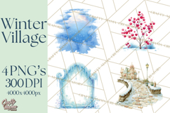 Winter Village Scene Builder Clipart PNG, Christmas Png Product Image 1