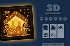 Winter Snowy House with Snowman Layered Papercut Product Image 3