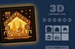 Winter Snowy House with Snowman Layered Papercut Product Image 3