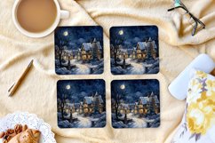 Winter Village-4" Coaster Sublimation -PNG Design Product Image 1
