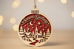 Winter Village Ornament SVG, Laser Cut Glowforge File SVG Product Image 1